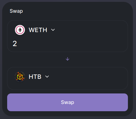 Initializating the WETH/HTB swap